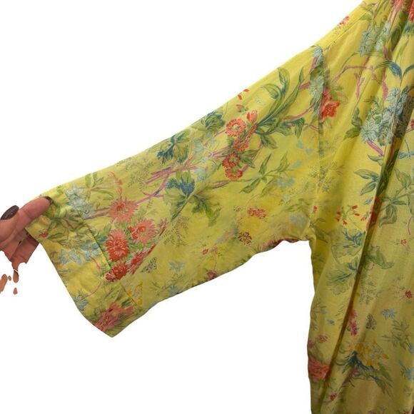 Handprint Brand Yellow Floral Print Open Front‎ Kimono One Size - Picture 6 of 8